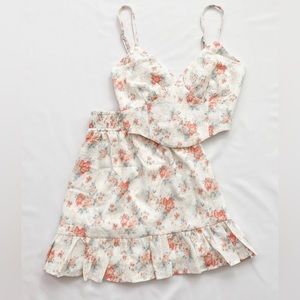 Floral 2-Piece Crop Top and Skirt Set